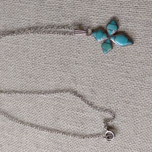 Turquoise Cross Necklace Signed By Artist
